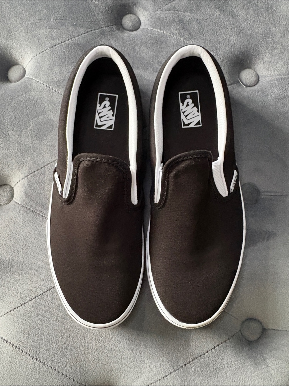 NWOT Vans Black Slip-On Sneakers with Colorful Trim - Picture 2 of 5